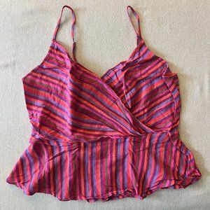 A New Day Crop Tank Top Striped Pink Blue Purple Womens Size M